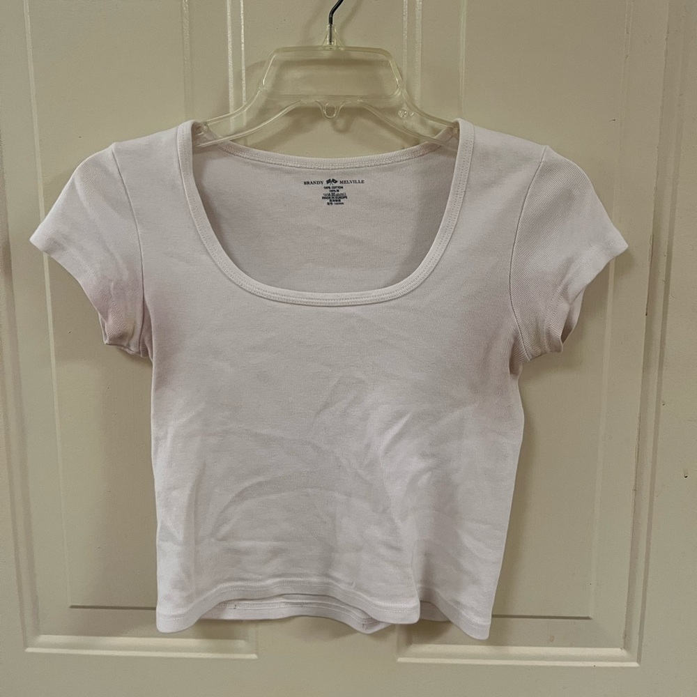 Brandy Melville White Scoop Neck Tee